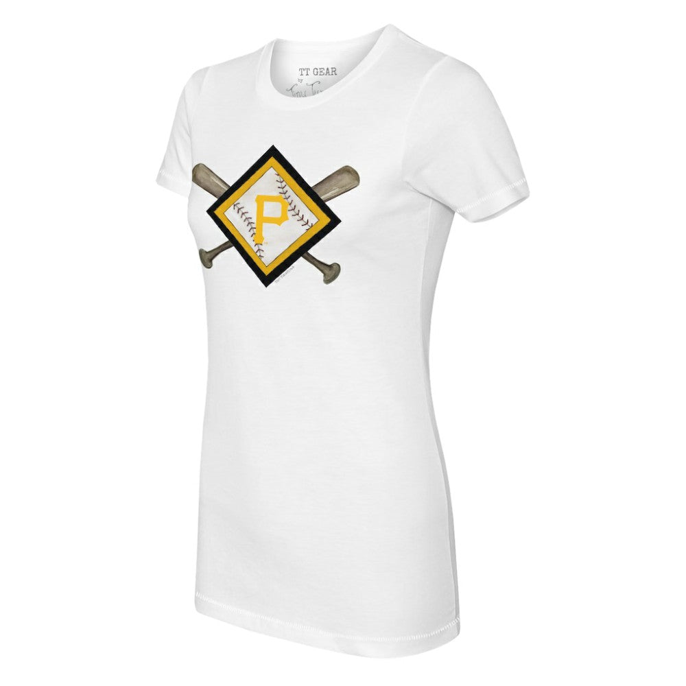 Pittsburgh Pirates Tiny Turnip Women's Diamond Cross Bats T-Shirt - White - MLB Online