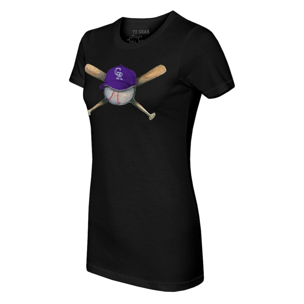 Colorado Rockies Tiny Turnip Women's Hat Crossbats T-Shirt - Black - MLB Sale