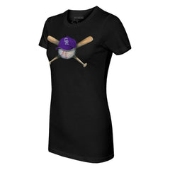 Colorado Rockies Tiny Turnip Women's Hat Crossbats T-Shirt - Black - MLB Sale