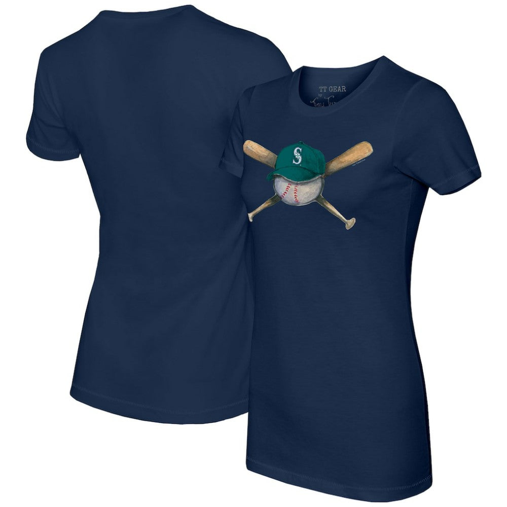 Seattle Mariners Tiny Turnip Women's Hat Crossbats T-Shirt - Navy - MLB Sale