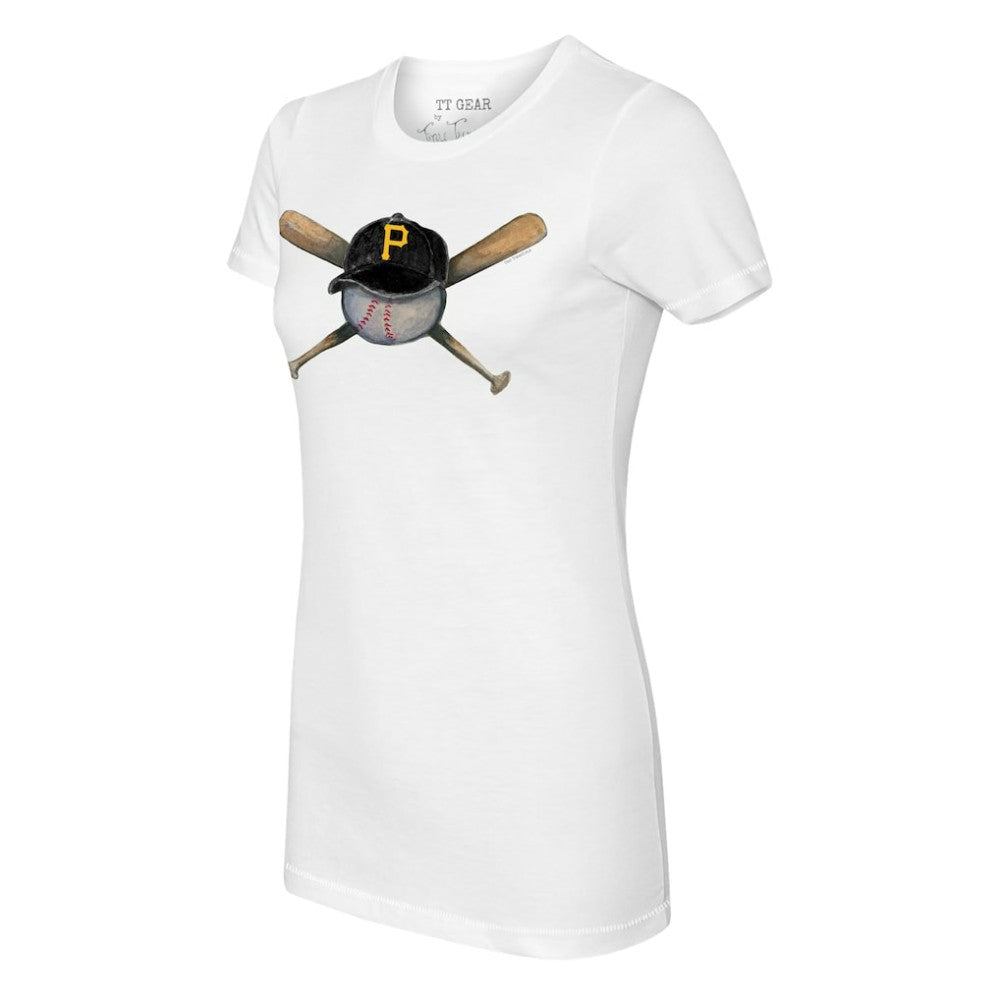 Pittsburgh Pirates Tiny Turnip Women's Hat Crossbats T-Shirt - White - MLB Discount