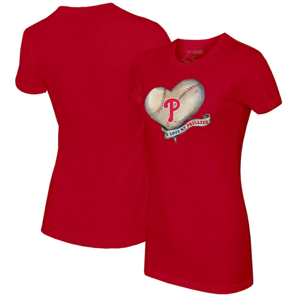 Philadelphia Phillies Tiny Turnip Women's Heart Banner T-Shirt - Red - MLB Lifestyle