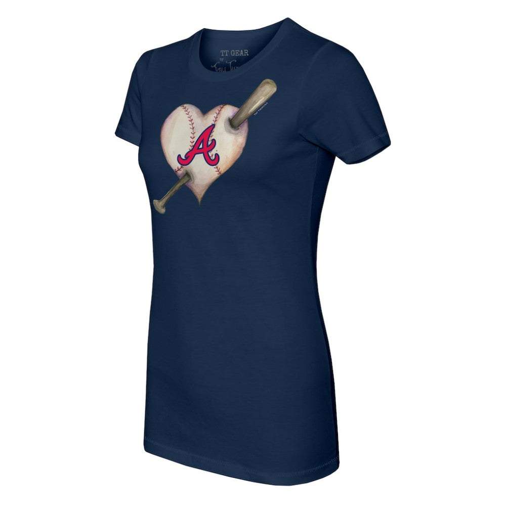 Atlanta Braves Tiny Turnip Women's Heart Bat T-Shirt - Navy - MLB Lifestyle