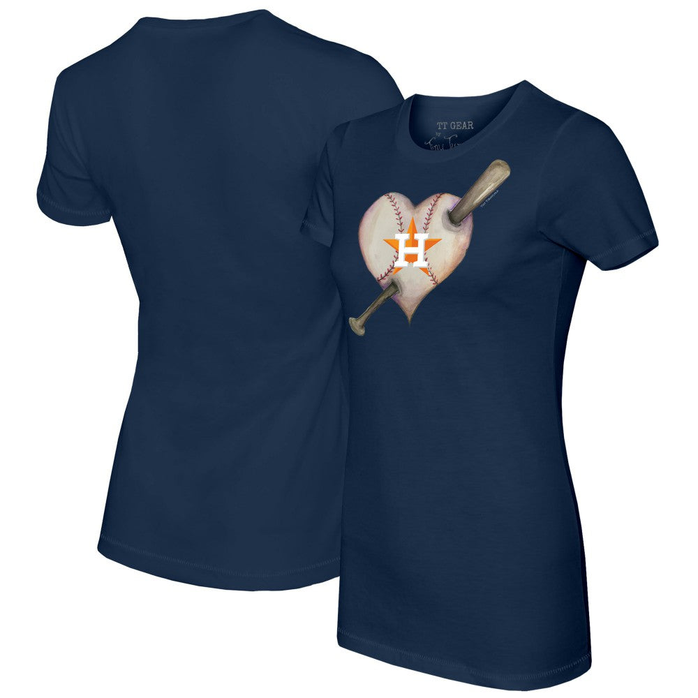 Houston Astros Tiny Turnip Women's Heart Bat T-Shirt - Navy - MLB on Sale