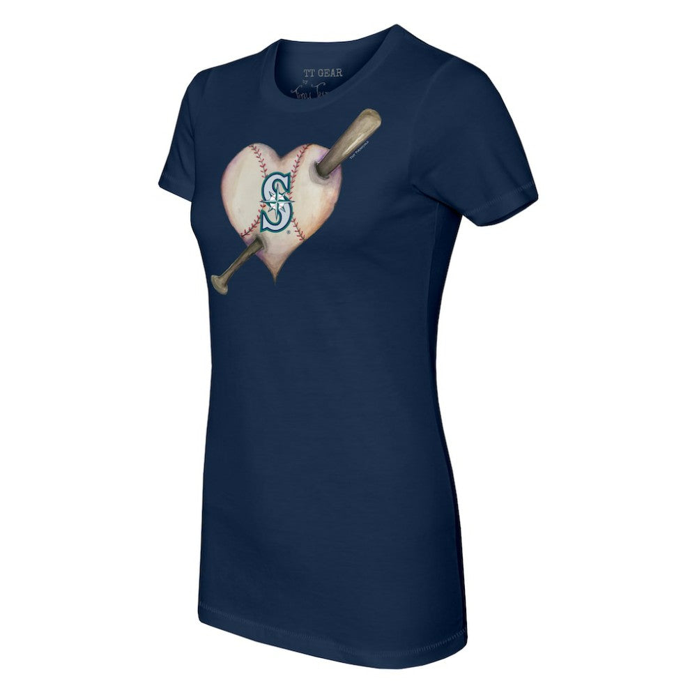 Seattle Mariners Tiny Turnip Women's Heart Bat T-Shirt - Navy - MLB Online