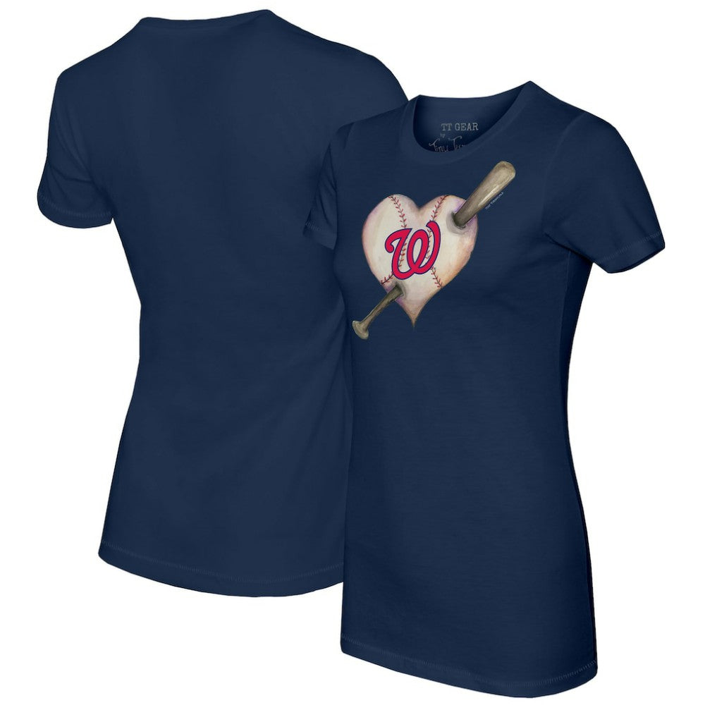Washington Nationals Tiny Turnip Women's Heart Bat T-Shirt - Navy - MLB Discount