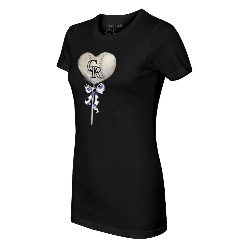Colorado Rockies Tiny Turnip Women's Heart Lolly T-Shirt - Black - MLB on Sale