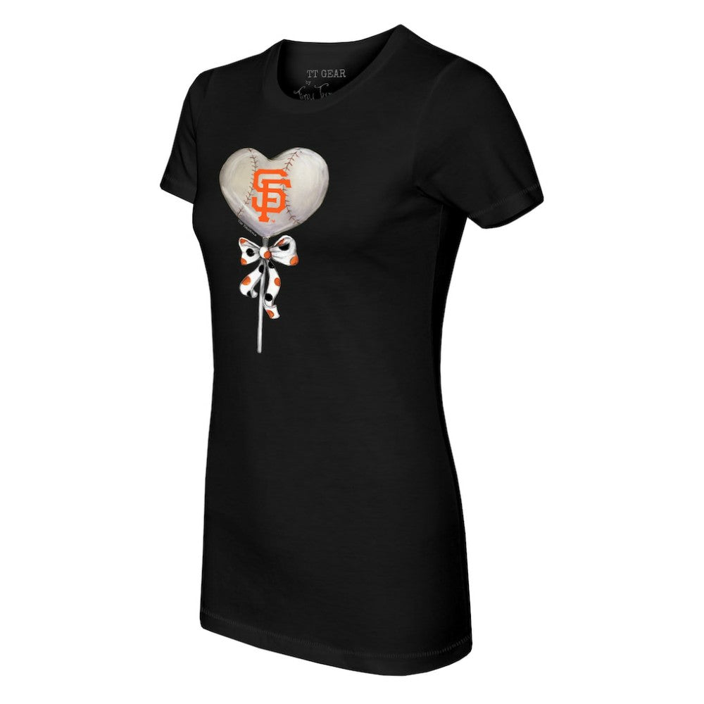 San Francisco Giants Tiny Turnip Women's Heart Lolly T-Shirt - Black - MLB Sale
