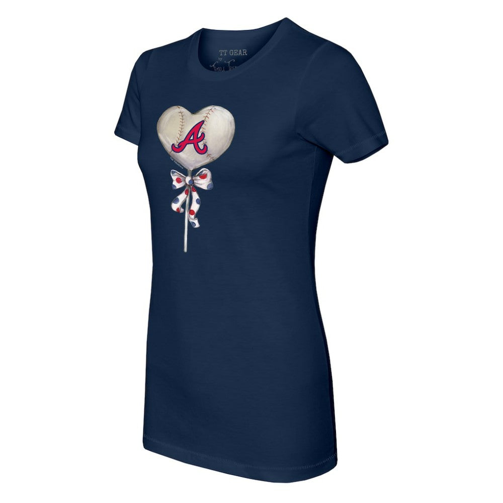 Atlanta Braves Tiny Turnip Women's Heart Lolly T-Shirt - Navy - MLB Discount