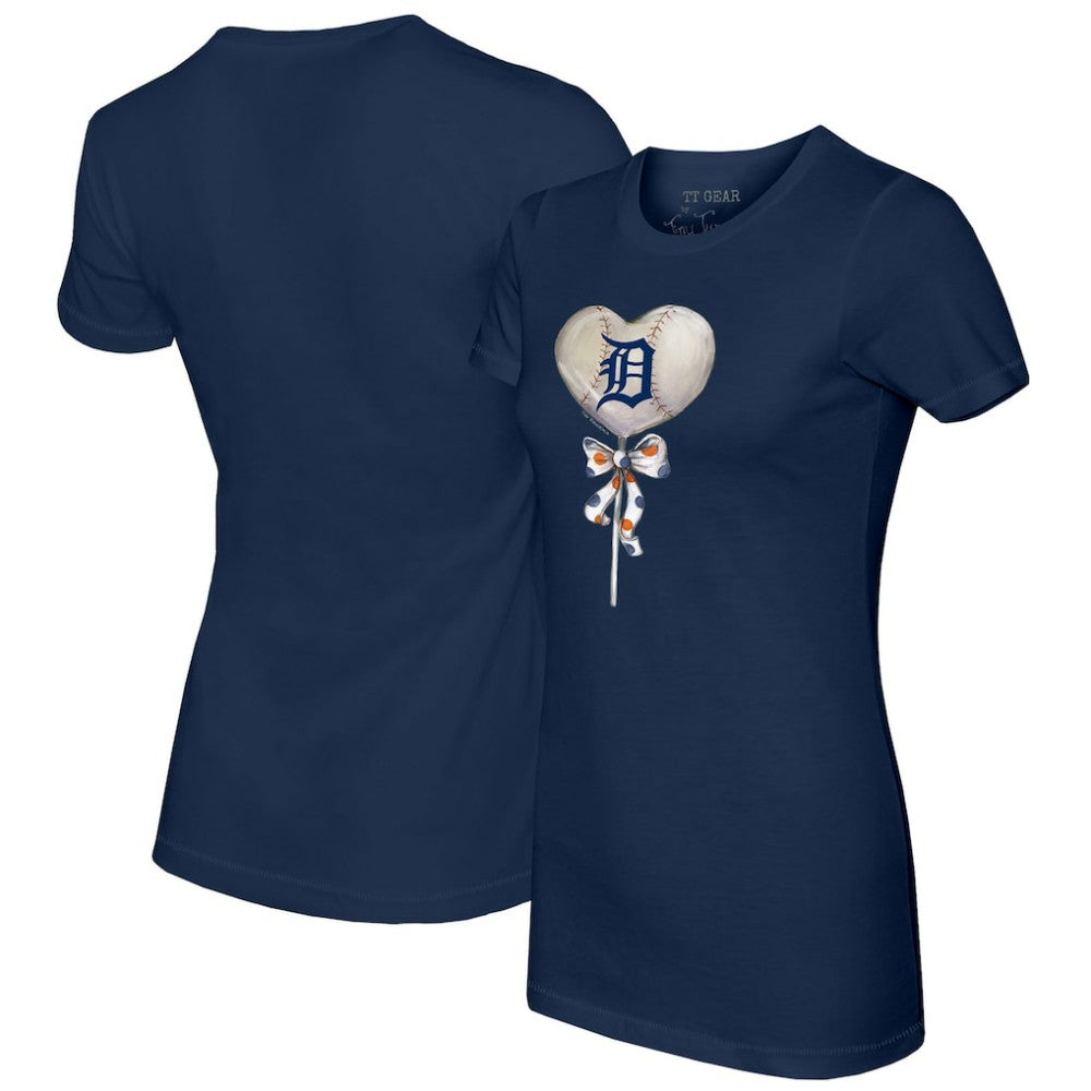 Detroit Tigers Tiny Turnip Women's Heart Lolly T-Shirt - Navy - MLB Sale