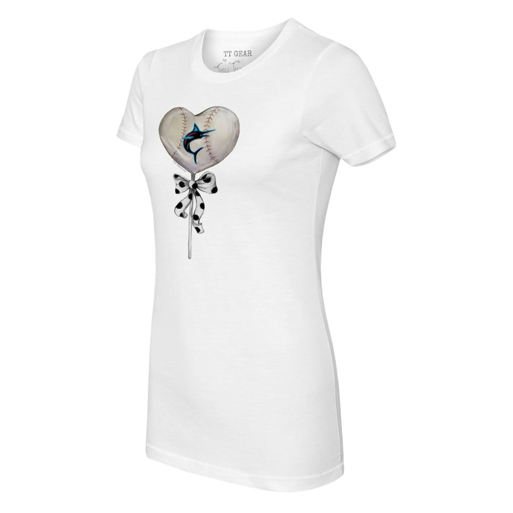 Miami Marlins Tiny Turnip Women's Heart Lolly T-Shirt - White - MLB Online