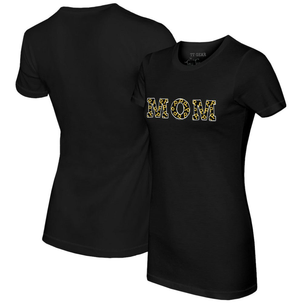 Pittsburgh Pirates Tiny Turnip Women's Logo Mom T-Shirt - Black - MLB on Sale