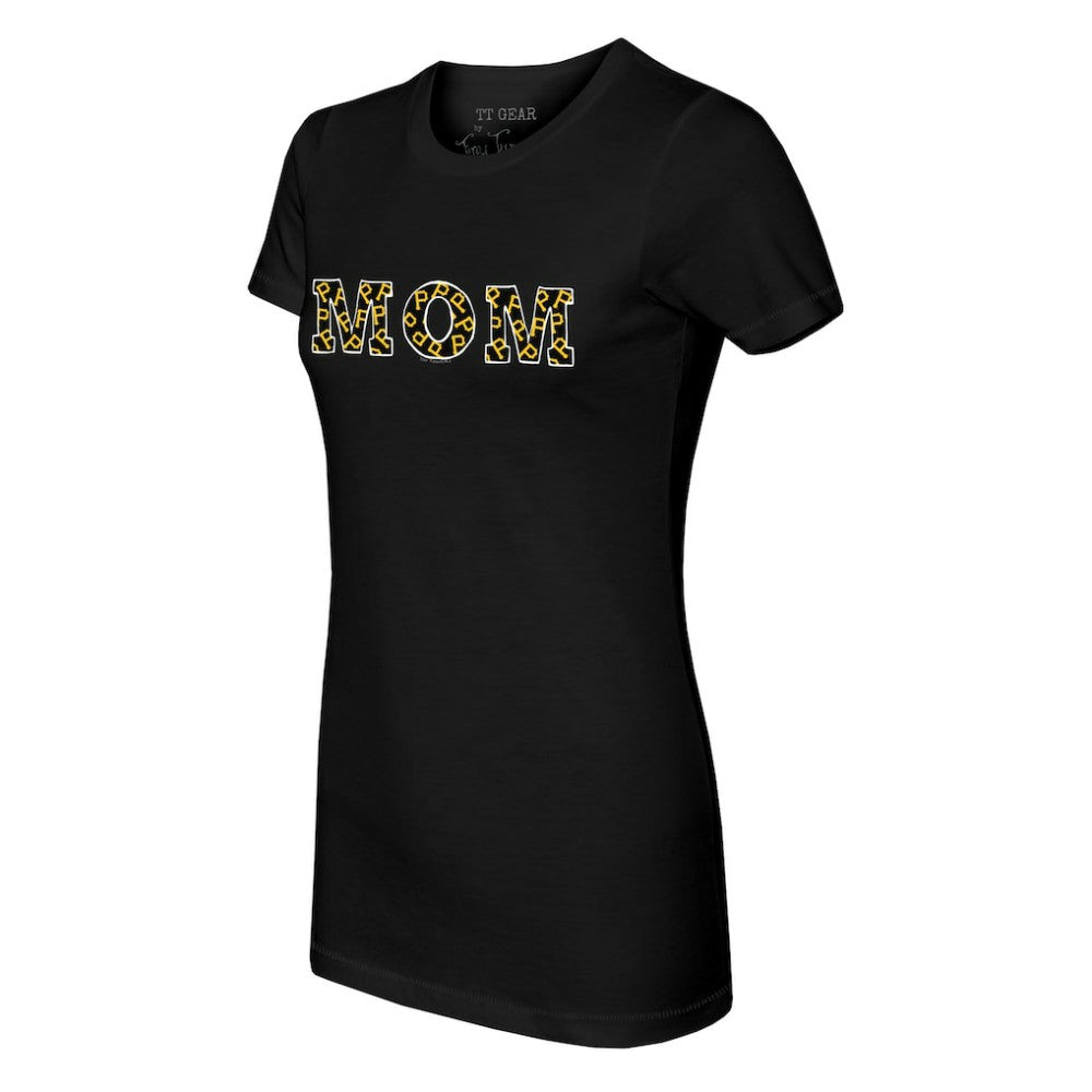 Pittsburgh Pirates Tiny Turnip Women's Logo Mom T-Shirt - Black - MLB on Sale