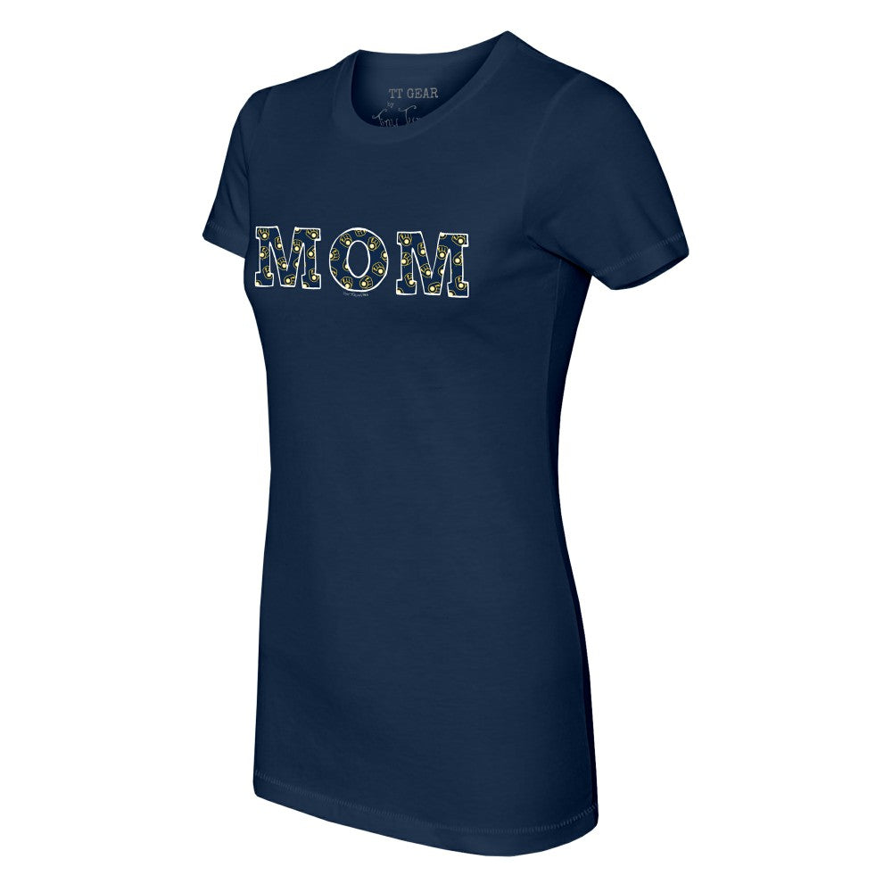 Milwaukee Brewers Tiny Turnip Women's Logo Mom T-Shirt - Navy - MLB Sale