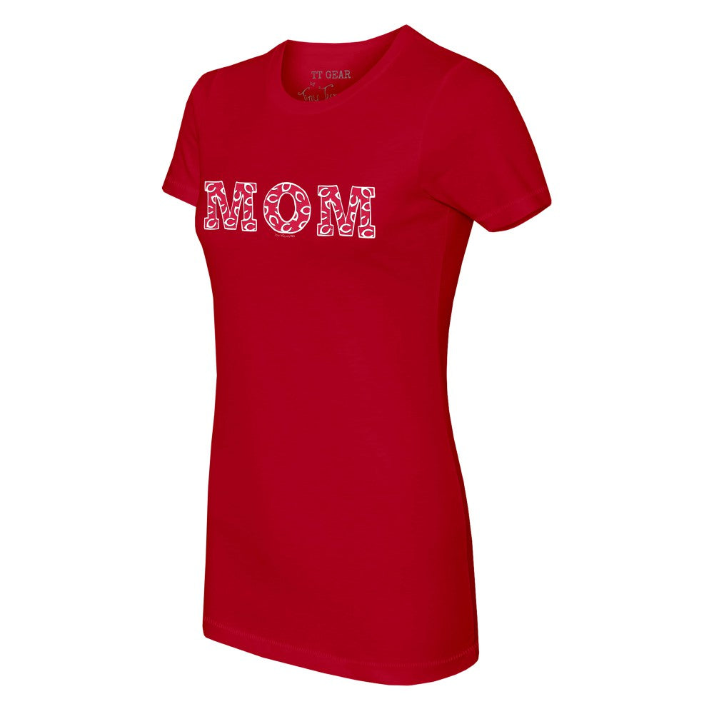 Cincinnati Reds Tiny Turnip Women's Logo Mom T-Shirt - Red - MLB Discount