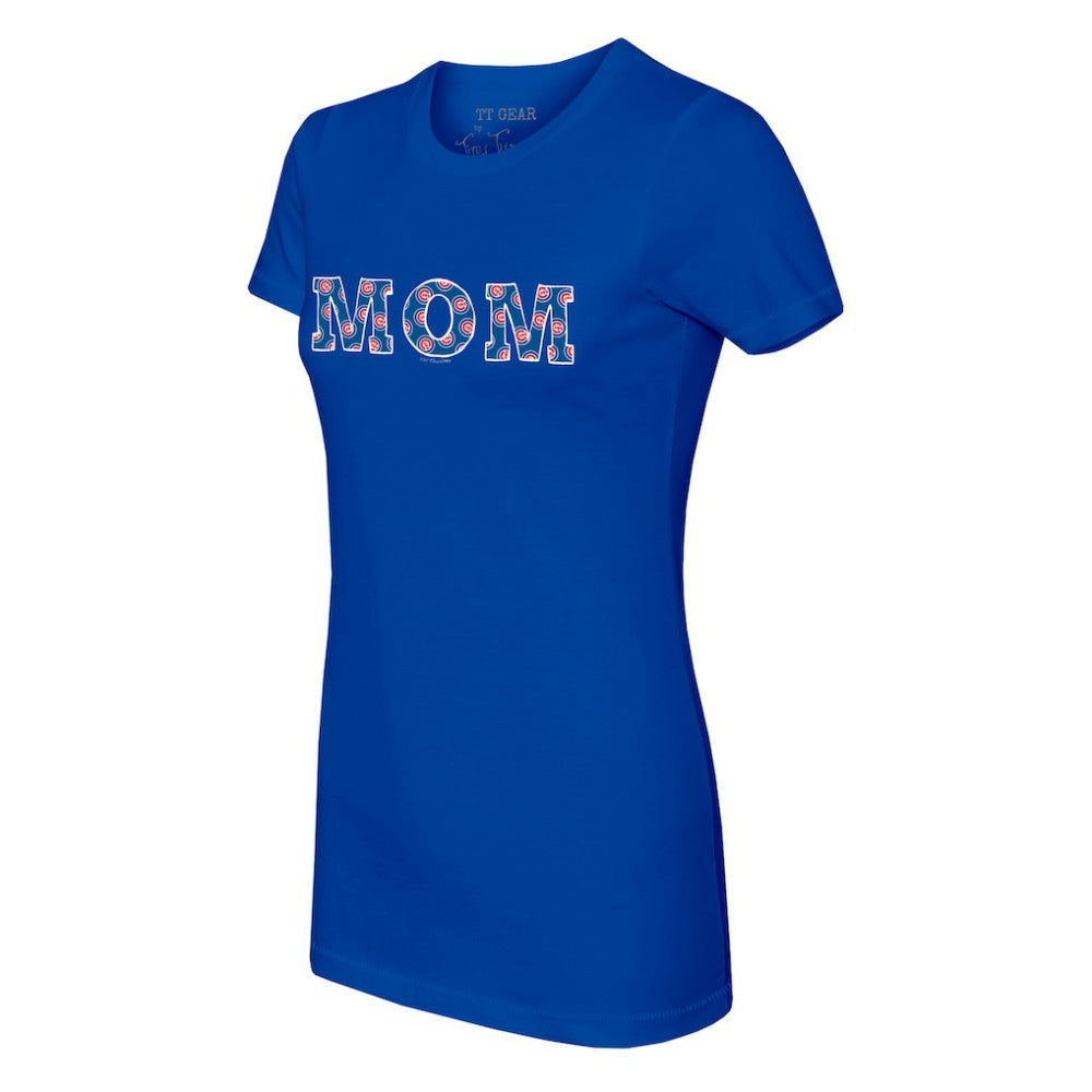 Chicago Cubs Tiny Turnip Women's Logo Mom T-Shirt - Royal - MLB Sale