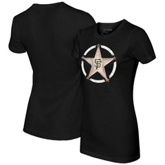 San Francisco Giants Tiny Turnip Women's Military Star T-Shirt - Black - MLB Sale