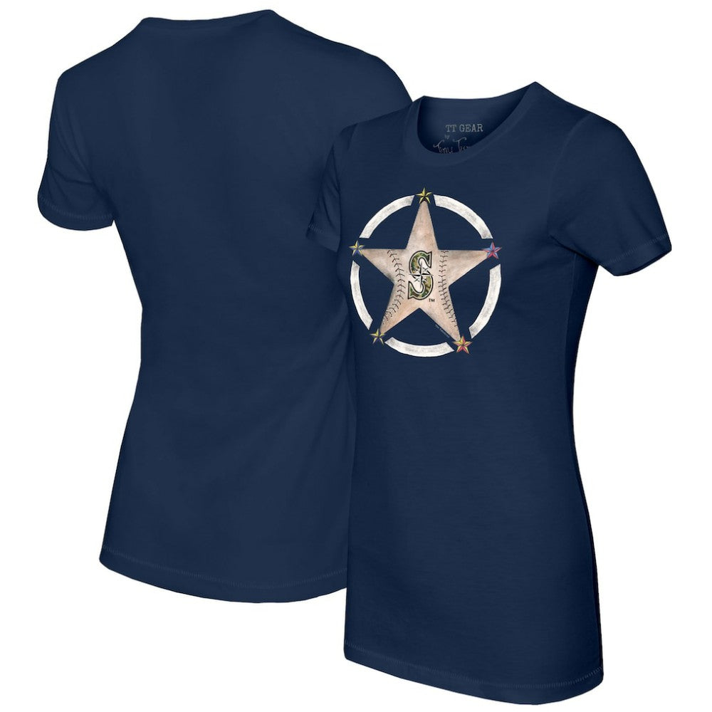 Seattle Mariners Tiny Turnip Women's Military Star T-Shirt - Navy - MLB Discount