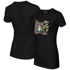 Pittsburgh Pirates Tiny Turnip Women's Peace Love Baseball Fitted T-Shirt - Black - MLB Sale