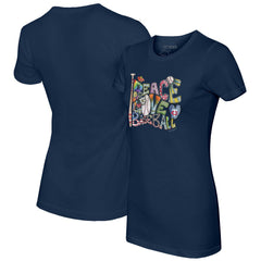 Minnesota Twins Tiny Turnip Women's Peace Love Baseball Fitted T-Shirt - Navy - MLB Lifestyle