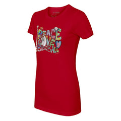 Boston Red Sox Tiny Turnip Women's Peace Love Baseball Fitted T-Shirt - Red - MLB Sale