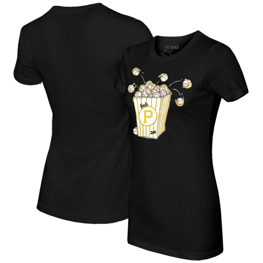 Pittsburgh Pirates Tiny Turnip Women's Popcorn T-Shirt - Black - MLB Discount