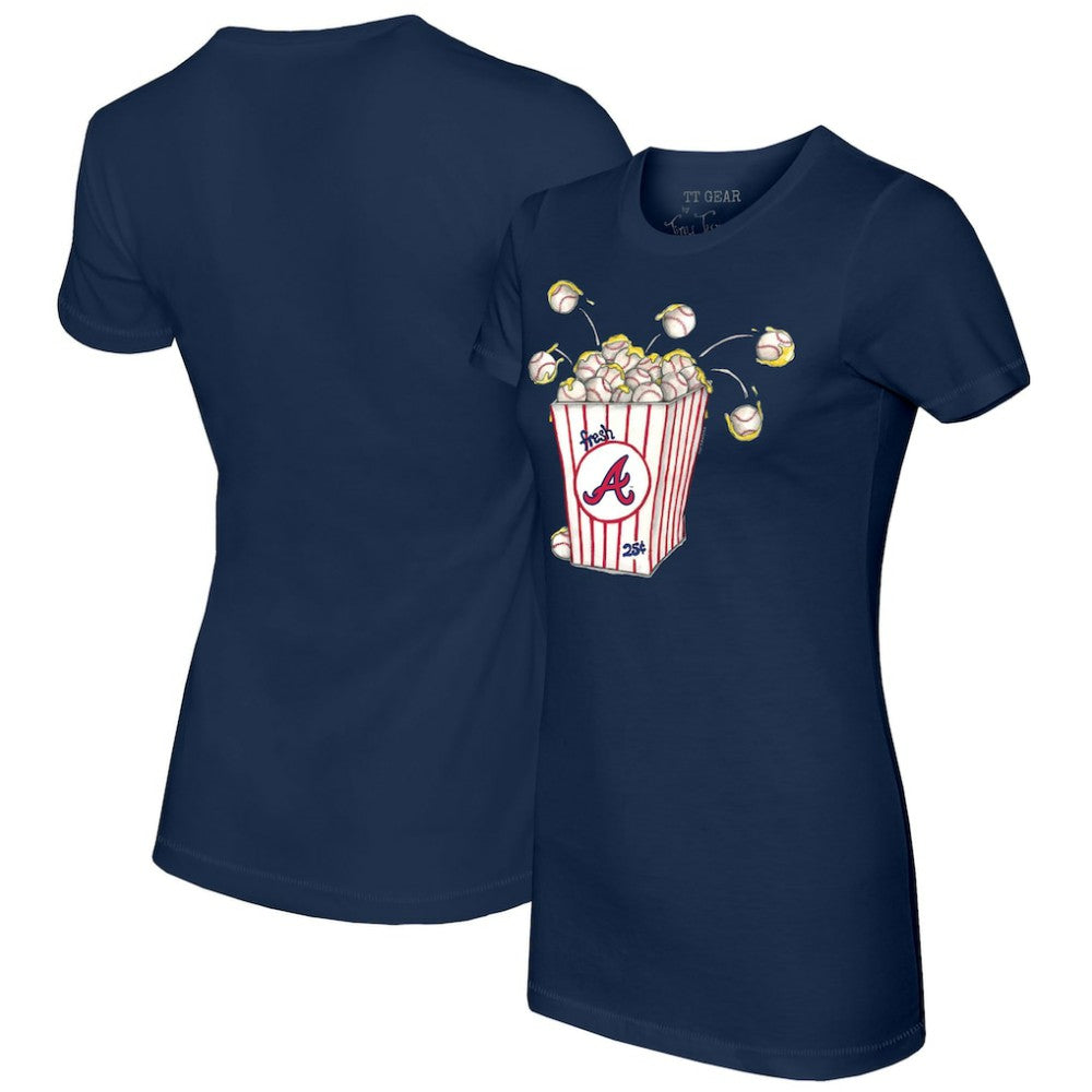 Atlanta Braves Tiny Turnip Women's Popcorn T-Shirt - Navy - MLB Discount