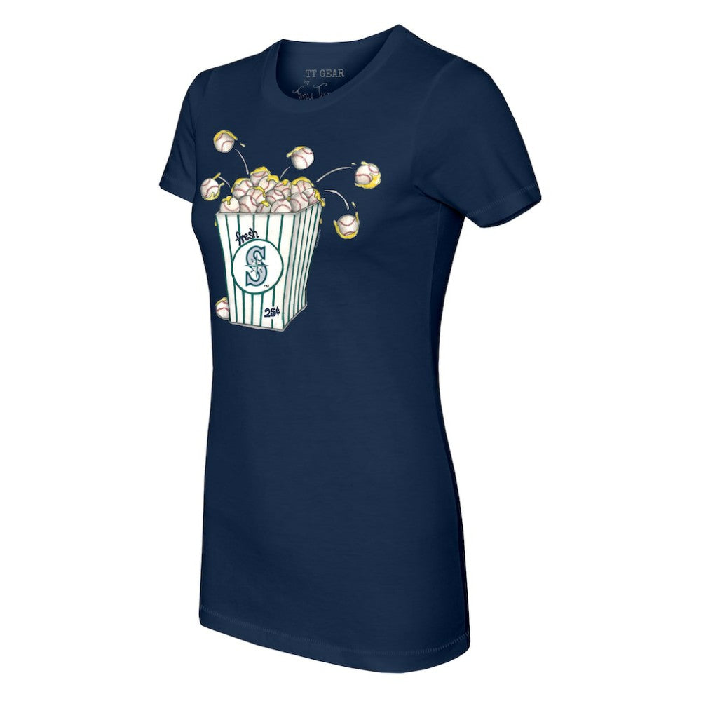 Seattle Mariners Tiny Turnip Women's Popcorn T-Shirt - Navy - MLB on Sale