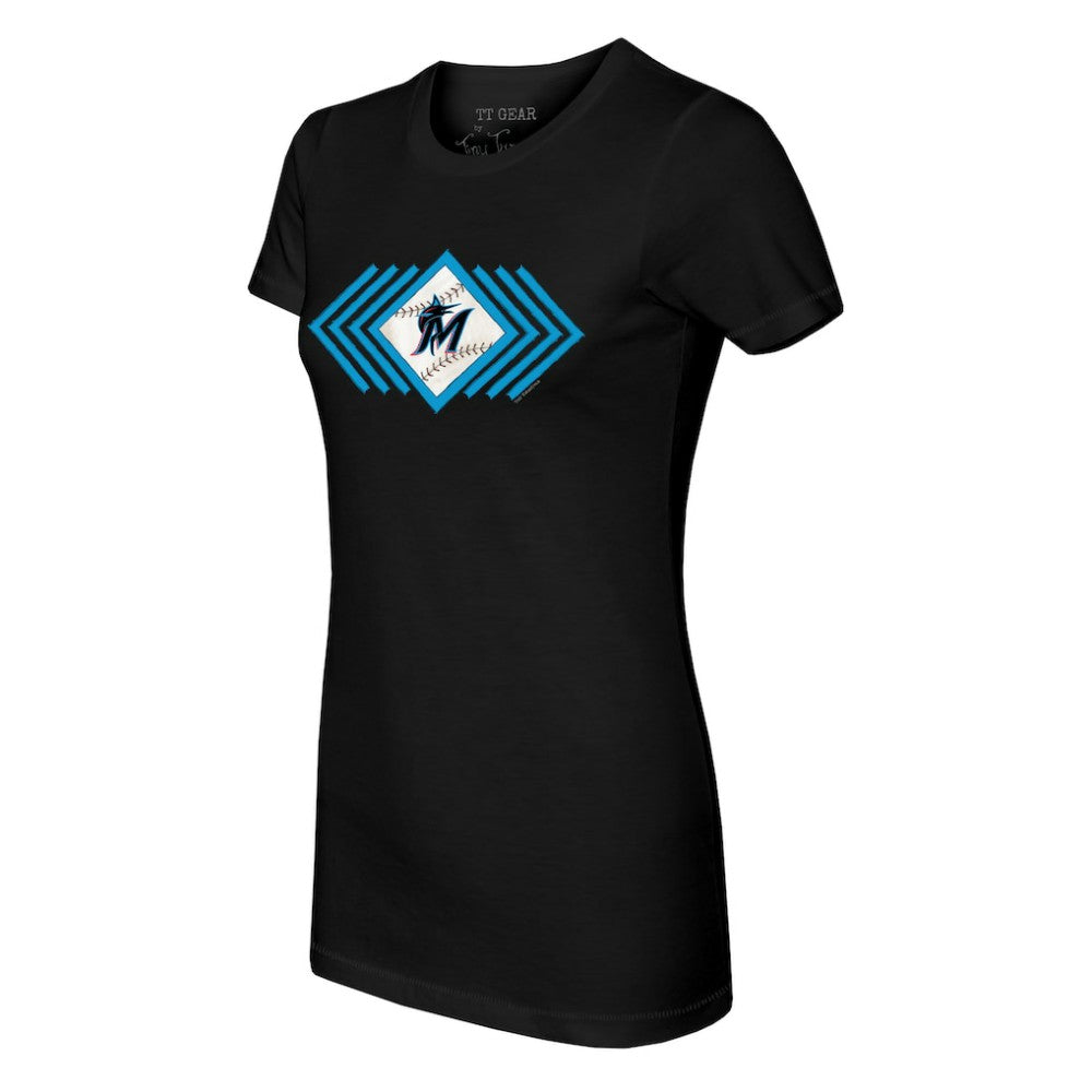Miami Marlins Tiny Turnip Women's Prism Arrows T-Shirt - Black - MLB on Sale