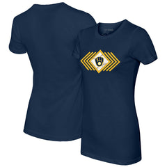 Milwaukee Brewers Tiny Turnip Women's Prism Arrows T-Shirt - Navy - MLB Discount