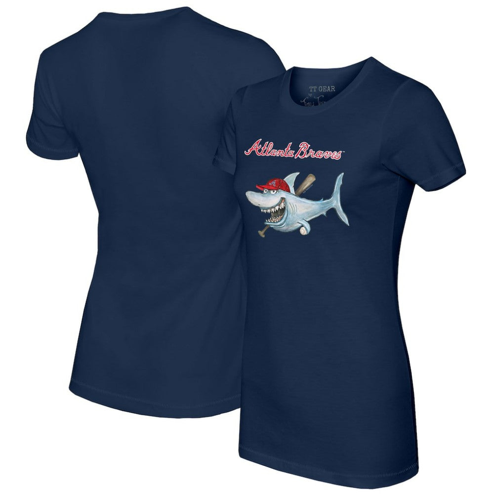 Atlanta Braves Tiny Turnip Women's Shark T-Shirt - Navy - MLB Online