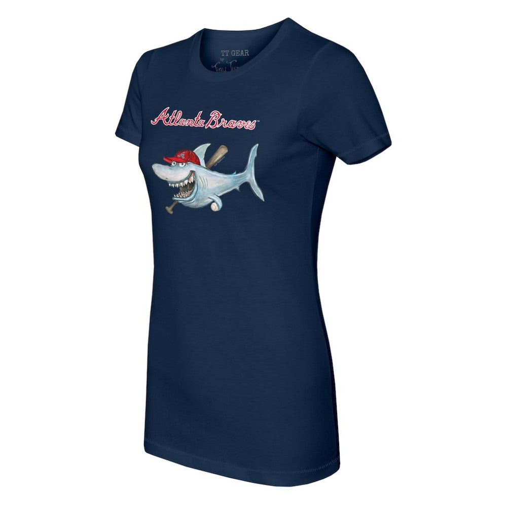 Atlanta Braves Tiny Turnip Women's Shark T-Shirt - Navy - MLB Online