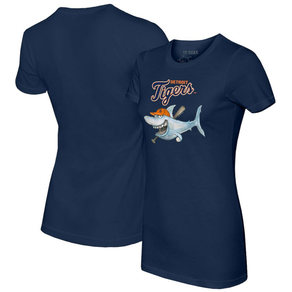 Detroit Tigers Tiny Turnip Women's Shark T-Shirt - Navy - MLB on Sale