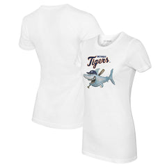 Detroit Tigers Tiny Turnip Women's Shark Logo T-Shirt - White - MLB Discount