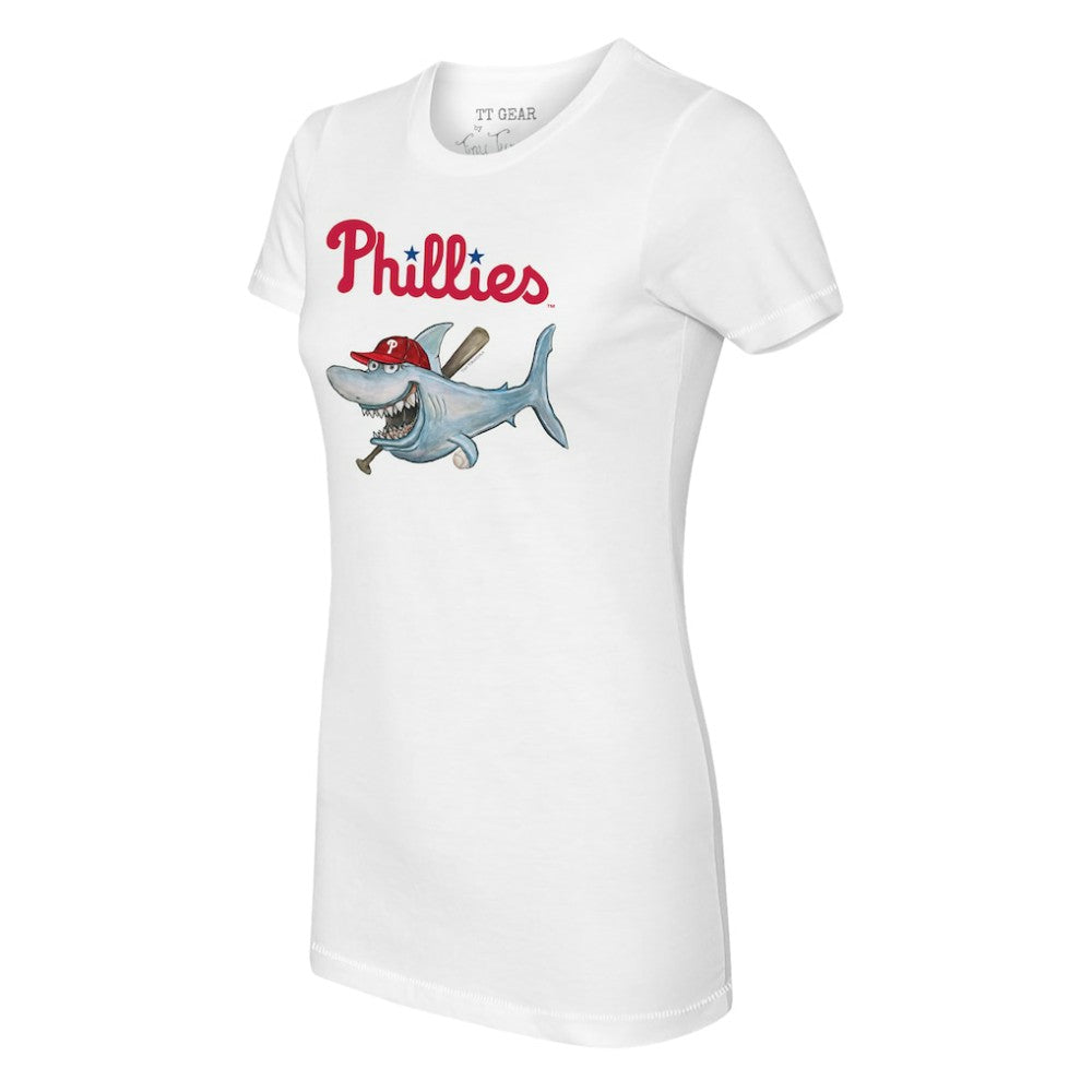 Philadelphia Phillies Tiny Turnip Women's Shark Logo T-Shirt - White - MLB Discount