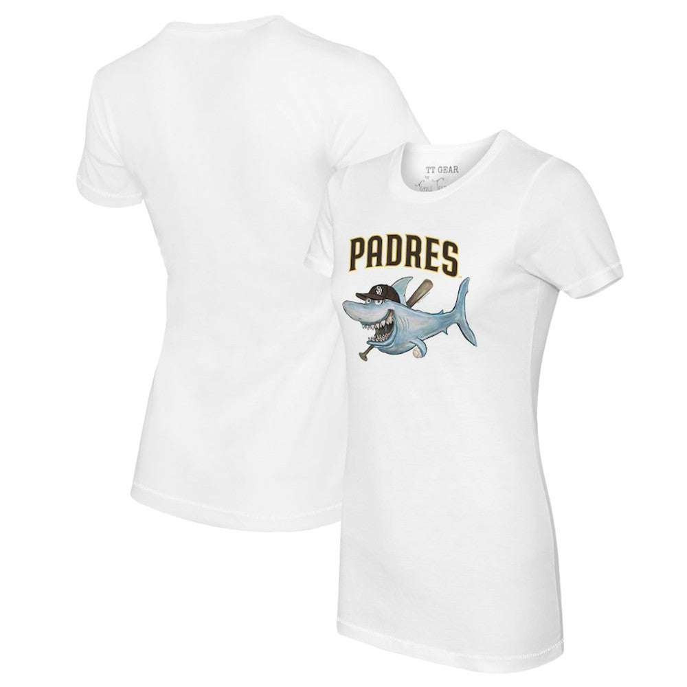 San Diego Padres Tiny Turnip Women's Shark Logo T-Shirt - White - MLB Discount