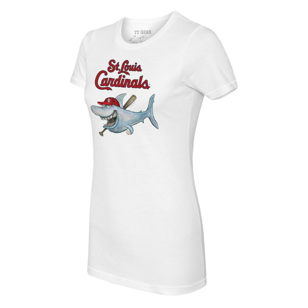 St. Louis Cardinals Tiny Turnip Women's Shark Logo T-Shirt - White - MLB Sale