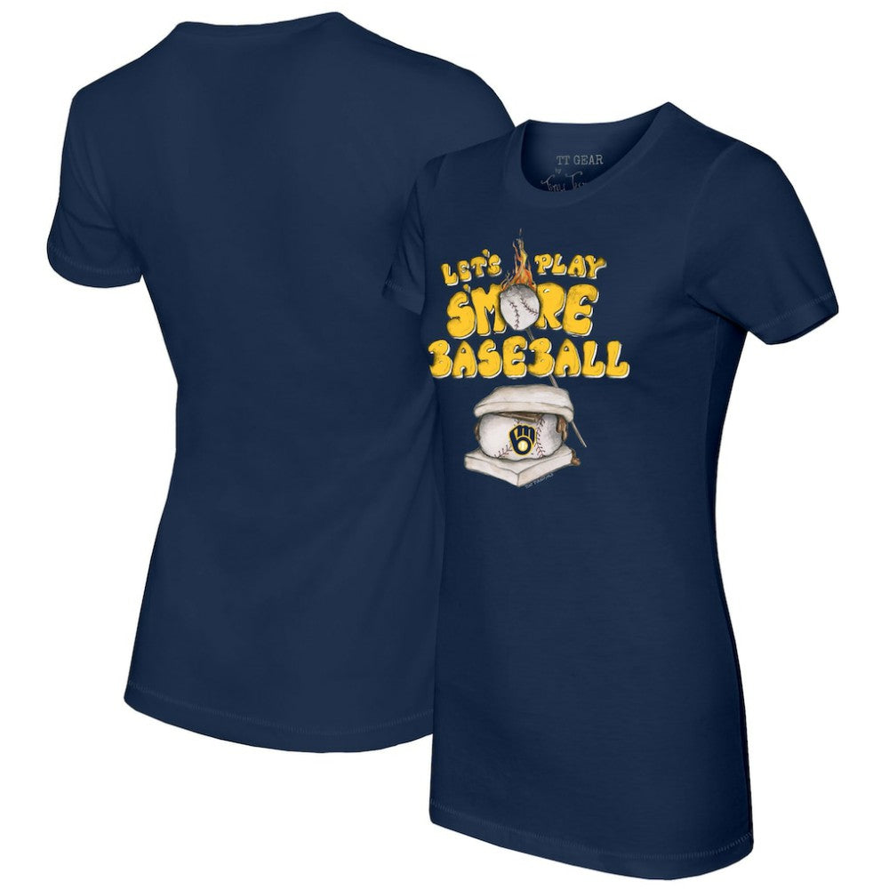 Milwaukee Brewers Tiny Turnip Women's Smores T-Shirt - Navy - MLB Discount