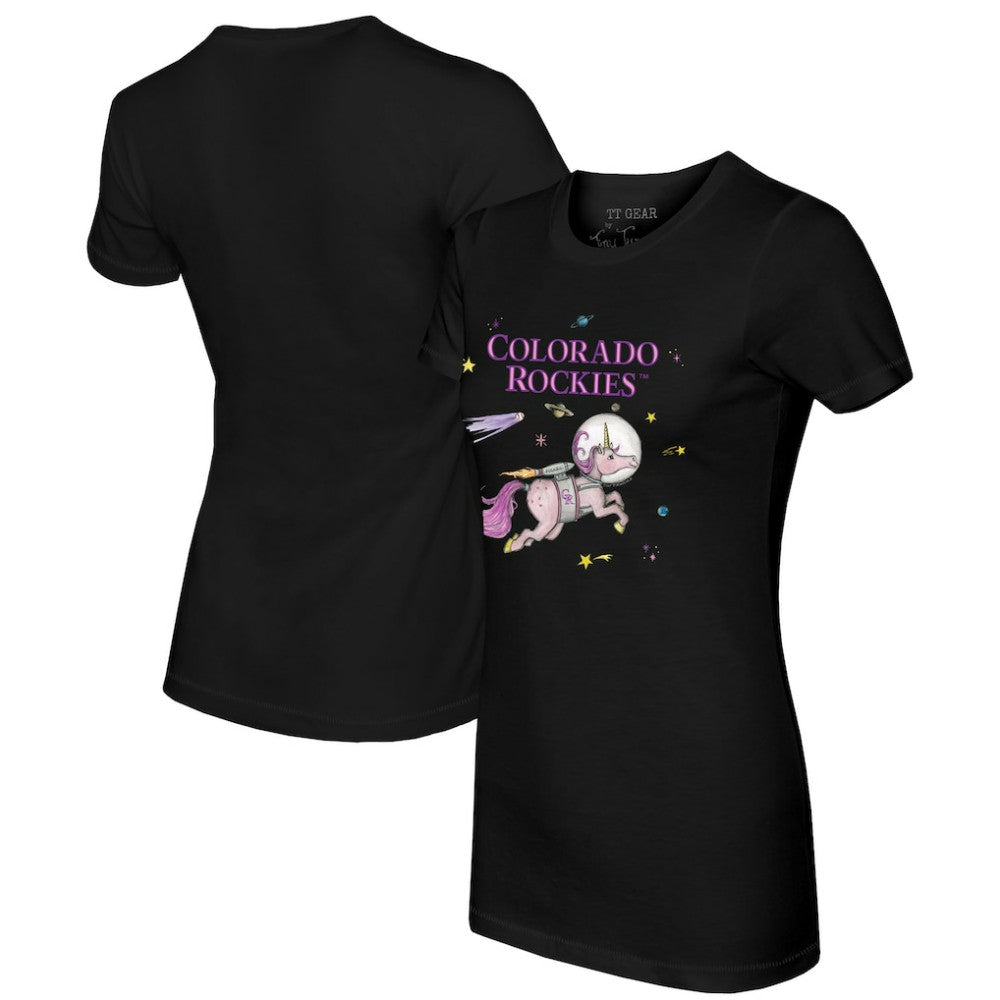 Colorado Rockies Tiny Turnip Women's Space Unicorn T-Shirt - Black - MLB on Sale