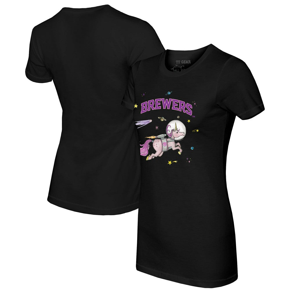 Milwaukee Brewers Tiny Turnip Women's Space Unicorn T-Shirt - Black - MLB Online
