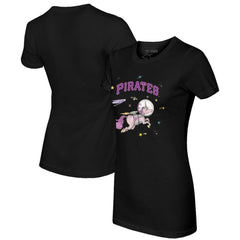 Pittsburgh Pirates Tiny Turnip Women's Space Unicorn T-Shirt - Black - MLB Sale