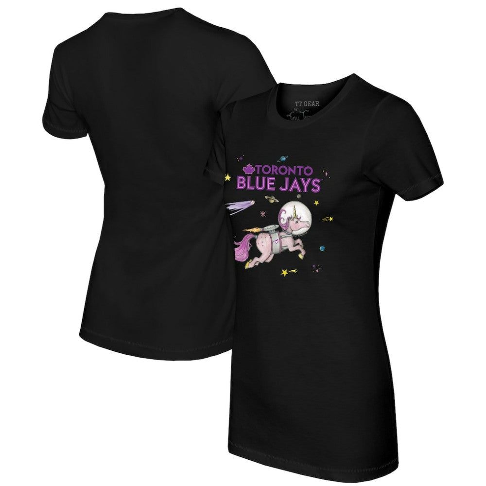 Toronto Blue Jays Tiny Turnip Women's Space Unicorn T-Shirt - Black - MLB on Sale