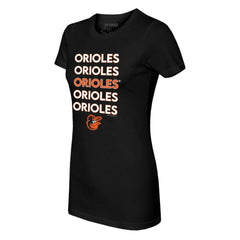 Baltimore Orioles Tiny Turnip Women's Stacked T-Shirt - Black - MLB Discount