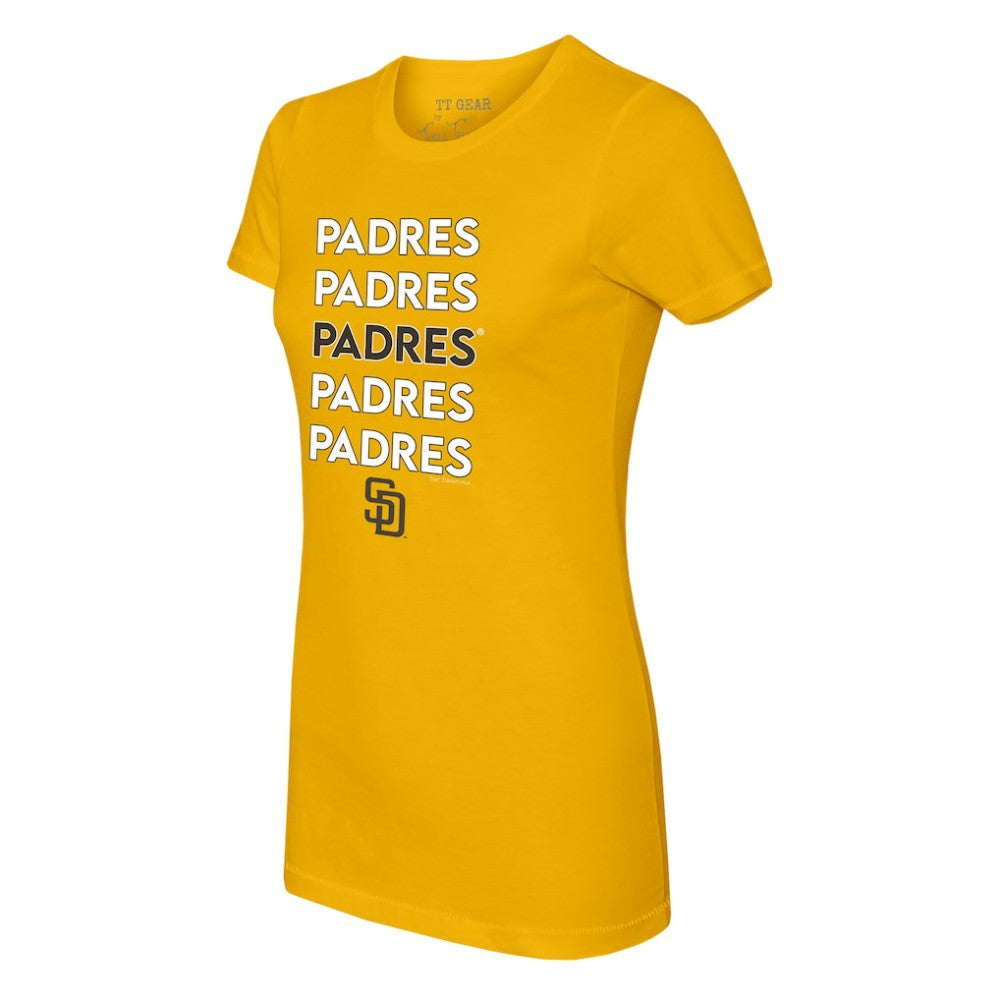 San Diego Padres Tiny Turnip Women's Stacked T-Shirt - Gold - MLB Online