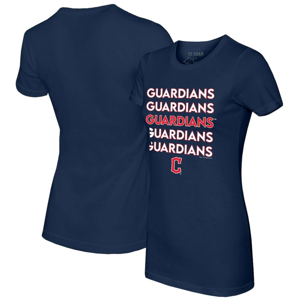 Cleveland Guardians Tiny Turnip Women's Stacked T-Shirt - Navy - MLB Online