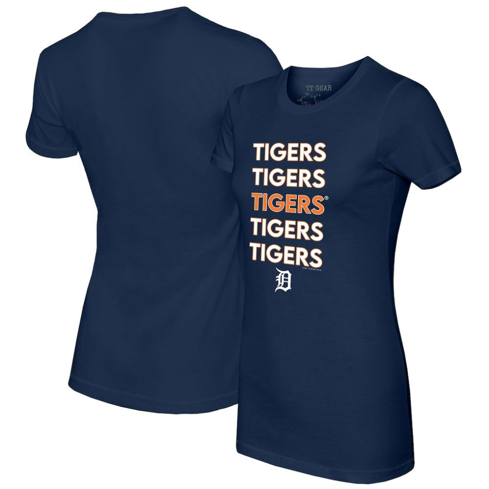 Detroit Tigers Tiny Turnip Women's Stacked T-Shirt - Navy - MLB Discount