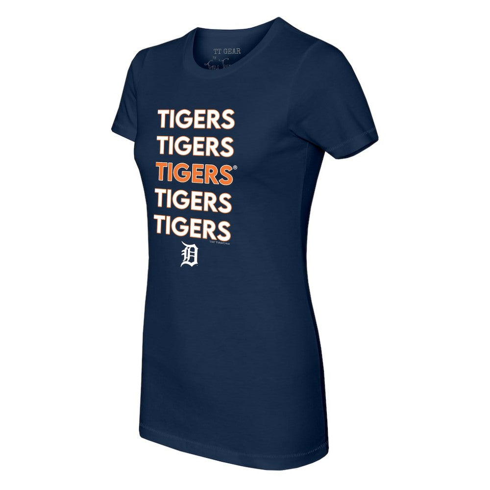 Detroit Tigers Tiny Turnip Women's Stacked T-Shirt - Navy - MLB Discount