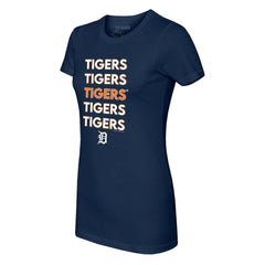 Detroit Tigers Tiny Turnip Women's Stacked T-Shirt - Navy - MLB Discount