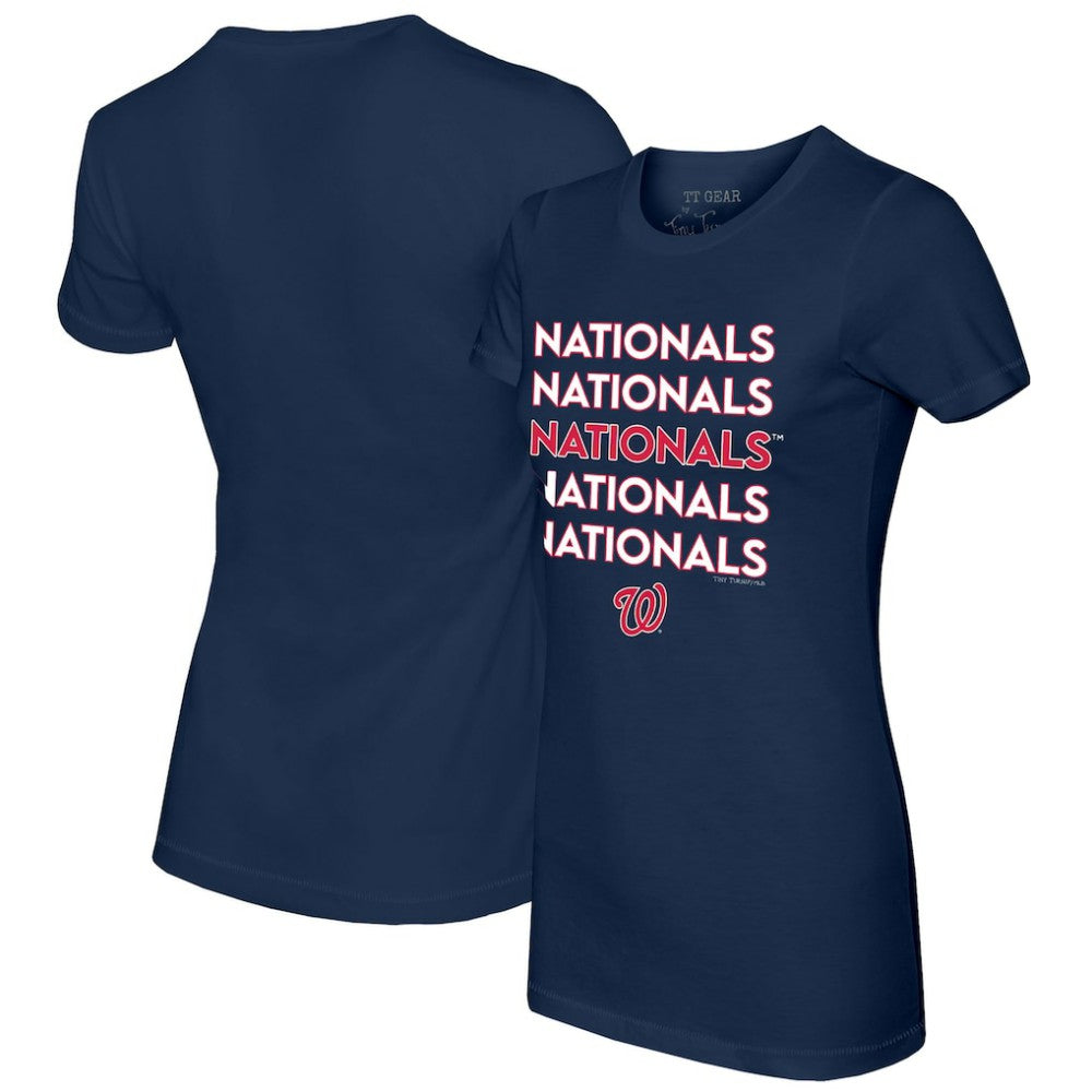 Washington Nationals Tiny Turnip Women's Stacked T-Shirt - Navy - MLB on Sale