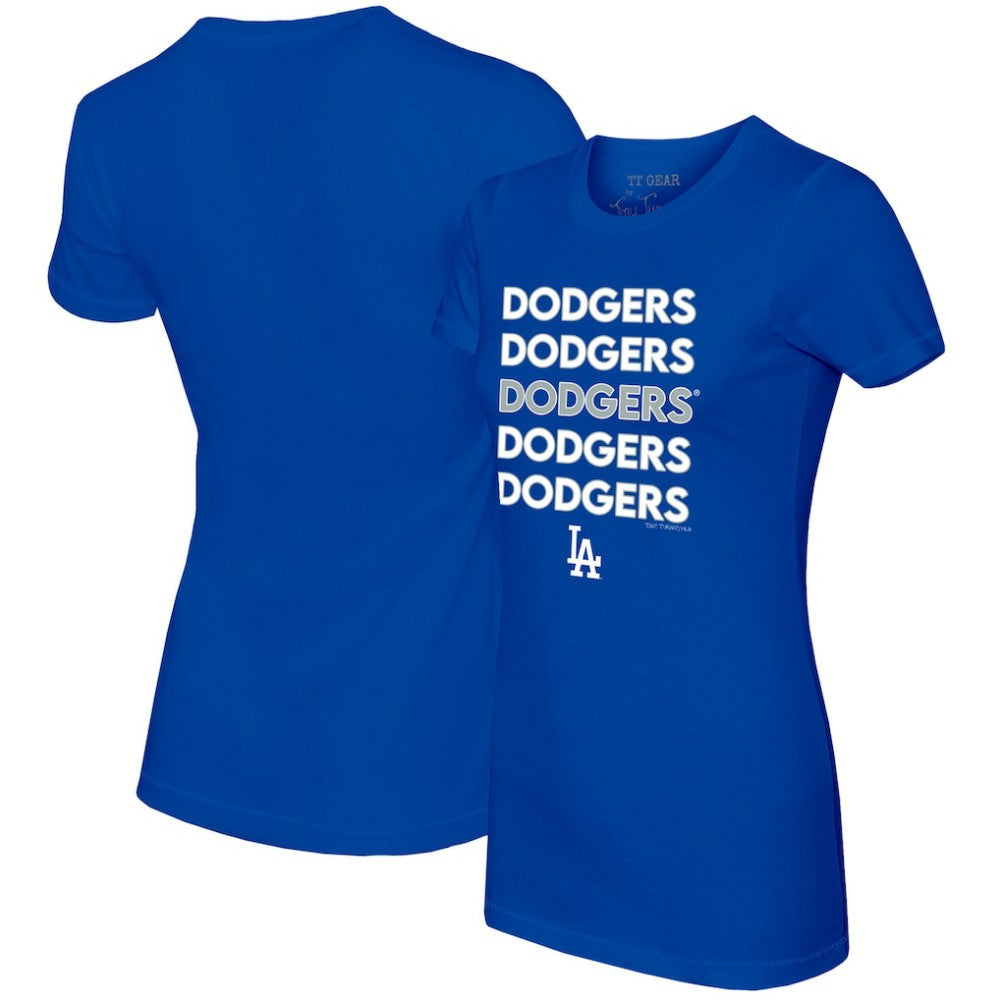 Los Angeles Dodgers Tiny Turnip Women's Stacked T-Shirt - Royal - MLB Discount